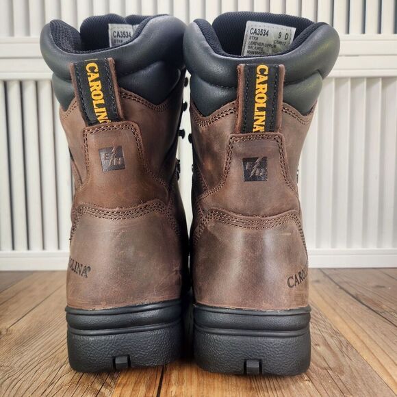 Carolina 8" Waterproof Insulated Work Boots Mens Sz 9 D Brown Leather Steel Toe - Picture 5 of 12